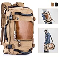 Overmont 35L Multifuncional portátil Vintage Mochila Bolsa Macuto de Lona Cuero para excursión Camping Senderismo…
